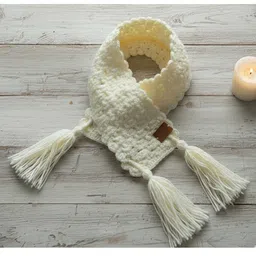 Funkrafts Knit Tassels Detailed Handmade Mufflers - Off White image 5