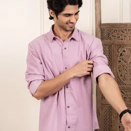 Shasak Men Classic Fit Solid Spread Collar Casual Shirt-picture-28