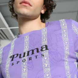 Puma Purple Cotton Regular Fit Striped T-Shirt image 4