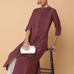 showoffff SHOWOFF Purple Woven Pattern A Line Kurta image 4