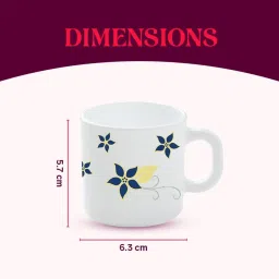 Larah by Borosil White Ceramic Tea & Coffee Mug - Set fo 6 100ml image 4