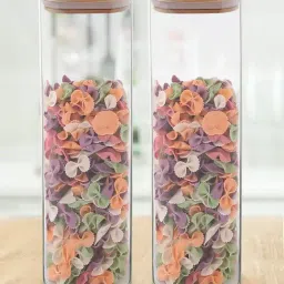 ALLO Transparent Borosilicate Glass Square Jar with Wooden Lid - Set of 2 (1000 ml)-picture-36