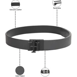 TOMMY HILFIGER Leadville Grey & Black Leather Reversible Belt For Men image 4