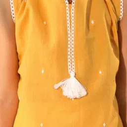 VASTRAMAY Girls Mustard Cotton Others Kurta image 4