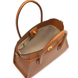 Miraggio Tan Harmony Textured Large Leather Satchel image 4