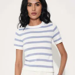 Honey By Pantaloons Blue Slim Fit Striped Top-picture-29