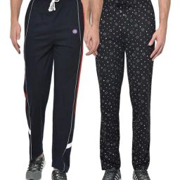 Vimal Jonney Navy & Black Regular Fit Trackpants - Pack of 2-image-86