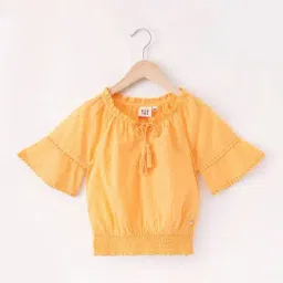 Ed-a-Mamma Kids Yellow Cotton Self Pattern Top-image-47