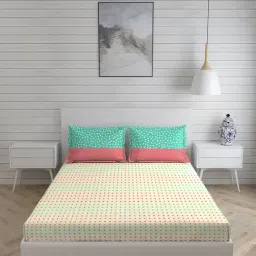 Boutique Living India Beige 160 TC Cotton Memphis Art King Bed Sheet with Pillow Cover-image-51