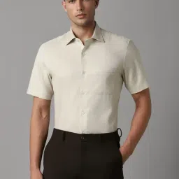 Louis Philippe Beige Regular Fit Texture Shirt-image-23