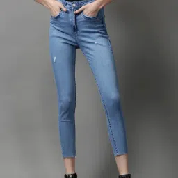 SHOWOFF Blue Solid Mid Rise Jeans-image-53