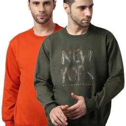Vimal Jonney Orange & Green Regular Fit Printed Sweatshirts - Pack of 2-picture-33