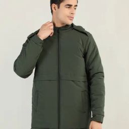 Chkokko Green Regular Fit Hooded Quilted Jacket-picture-42