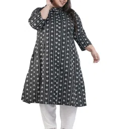 LASTINCH Black Cotton Printed A Line Kurta image 4