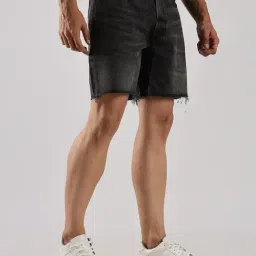 Calvin Klein Jeans Black Fog Cotton Regular Fit Denim Shorts image 3