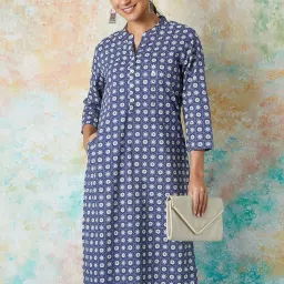 Melange by Lifestyle Purple Cotton Printed A Line Kurta image 4