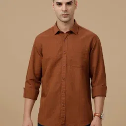 Linen Club Brown Linen Blend Slim fit casual shirts-picture-10