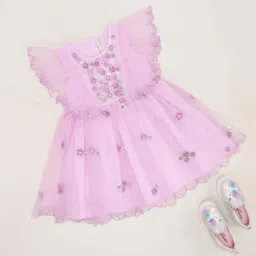 Pantaloons Junior Girls Orchid Bloom Embroidery Casual Dresses-image-18