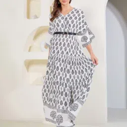 Styli White Floral Print Maxi Dress-image-71