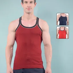 RKG Pack Of 3 Men Cotton Scoop Neck Sleeveless Basic Gym Vests-image-17