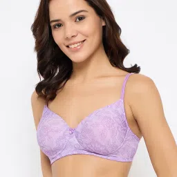 Clovia Purple Full Coverage Wireless Printed T-Shirt Bra image 4