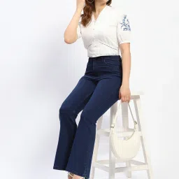 MADAME Dark Blue Blended Regular Fit Mid Rise Jeans image 4