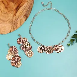 Sohi Gold Plated Designer Party Necklace and Earring Set For Women-image-23