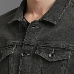 Louis Philippe Grey Cotton Slim Fit Denim Jacket image 4