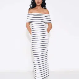 Sf Jeans By Pantaloons Star White Slim Fit Striped Dress-picture-37