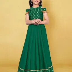 Fashion Dream Kids Green Printed Fit & Flare Dress-image-71