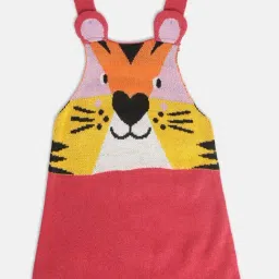 MINIKLUB Kids Pink & Purple Self Design Full Sleeves Top with Dungaree image 4