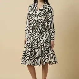 Allen Solly Beige Cotton Regular Fit Printed Dress image 3