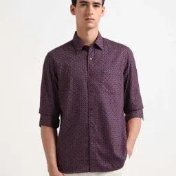 Arrow Sport Purple Cotton Slim Fit Printed Shirt-image-99