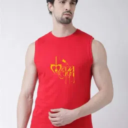 Friskers Red Slim Fit Sleeveless T-Shirt-picture-11