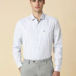Allen Solly White Cotton Slim Fit Checks Shirt-picture-27