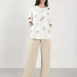 Vero Moda White Cotton Regular Fit Printed T-Shirt image 5