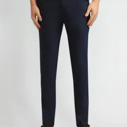 Arrow Blue Slim Fit Texture Trousers-image-3