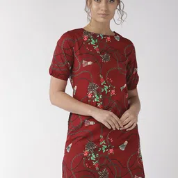 Style Quotient Women Maroon Floral Printed Sheath Dress image 1