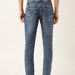 United Colors of Benetton Men Navy Slim Tapered Fit Mid-Rise Acid Washed Stretchable Jeans image 3