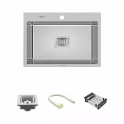 LIPKA 21x18x10 inch Matte Finish Single Bowl Handmade Kitchen Sink With Tap Hole, HMSB07-304-image-6