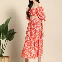 Mast & Harbour Printed Top with Skirt Co-Ord Set image 4