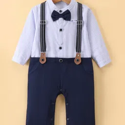 Mark & Mia Full Sleeves Romper with Bow Applique & Suspender - Blue-picture-23
