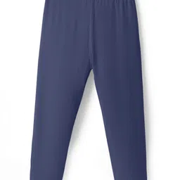 Babyhug Cotton Lycra Full Length Skinny Fit Solid Leggings with Stretch - Navy image 1