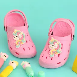 Yellow Bee Solid Perforated Clogs With Unicorn Charm - Purple-picture-31