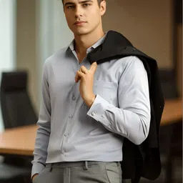 Louis Philippe Spread Collar Pure Cotton Formal Pocket Shirt-picture-31