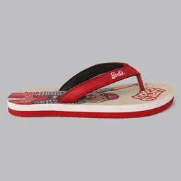 Kidsville Mattel Featuring Barbie Printed Flip Flops -  Red image 3