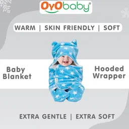 Oyo Baby Fleece New Born All Season Ultrasoft Reversible Single Baby Blanket for Babies Grey and Blue Pack of 2 image 3