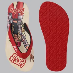 Kidsville Mattel Featuring Barbie Printed Flip Flops -  Red image 4