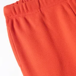 kookie kids india Kookie Kids Knit Full Length Solid Rib Comfort Pant With 2 Pockets - Orange image 3