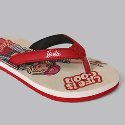 Kidsville Mattel Featuring Barbie Printed Flip Flops -  Red image 5